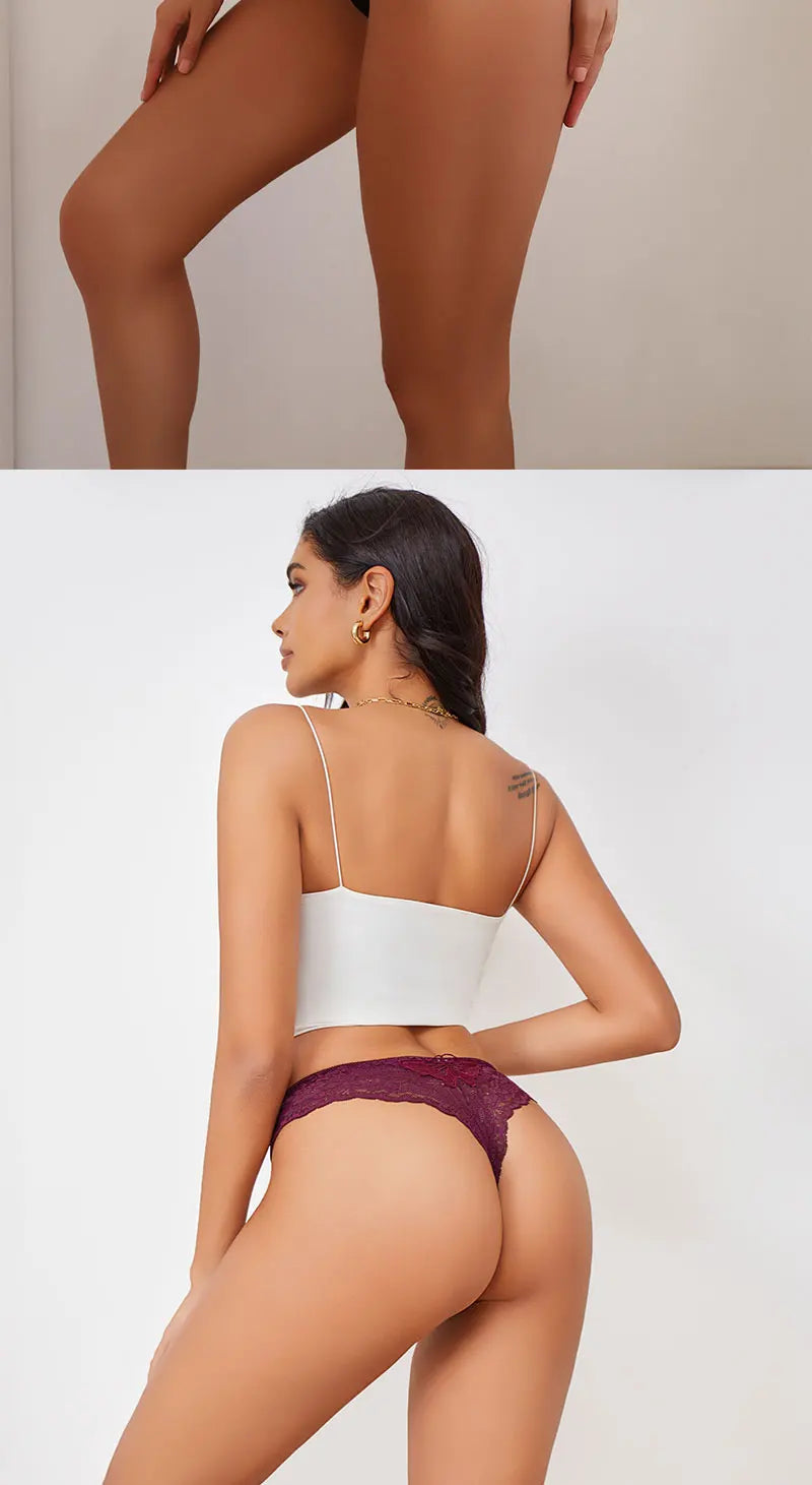 FINETOO 6Pcs/Set Perspective Lace Panties Hollow Out Low-waist Underwear Thongs Female Underpants Breathable Lingerie Intimates