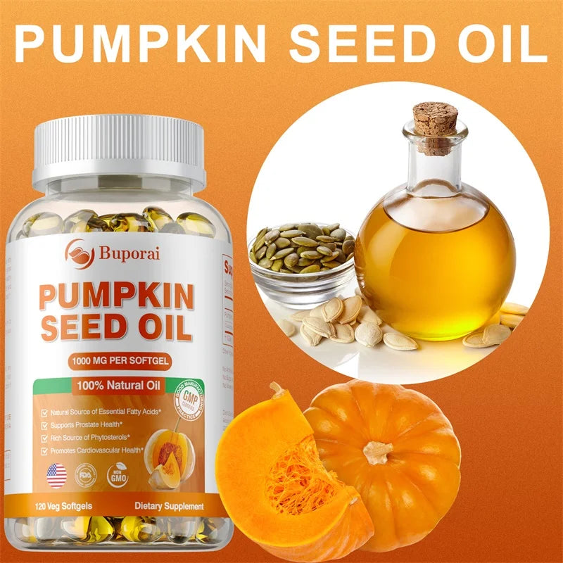 Pumpkin Seed Oil Capsule - Support Prostate and Urinary Tract Health Hair Growth & Skin Care Prevent Hair Loss
