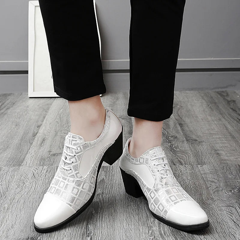 Men Formal Shoes High Heels Business Dress Shoes Male Oxfords Pointed Toe Formal Shoe for Man Luxury Wedding Party Leather Shoe