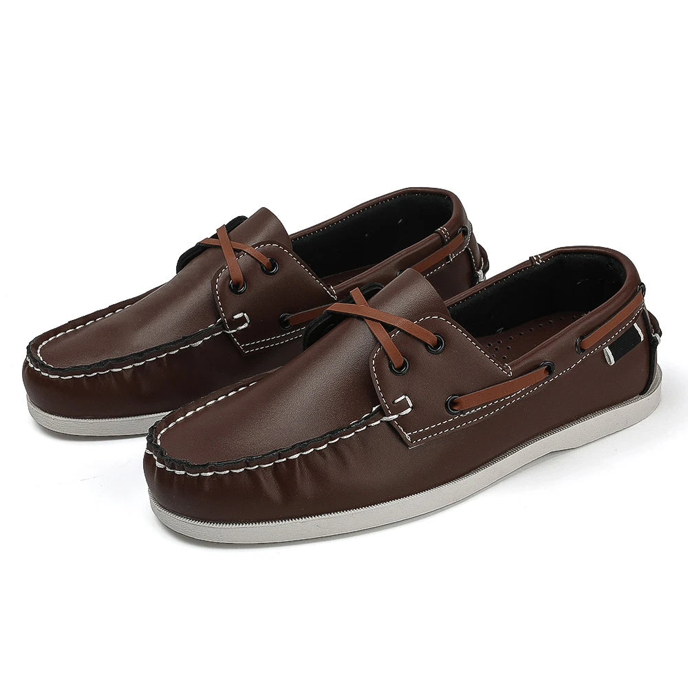 Men's Trendy Apron Toe Loafer Shoes, Slip On Comfy Non Slip For Outdoor Walking Traveling, Spring And Summer