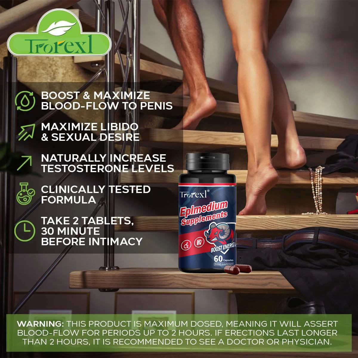Men Nutrition Epimedium Supplement for Enhance Endurance, Enlargement , Fatigue Resistance