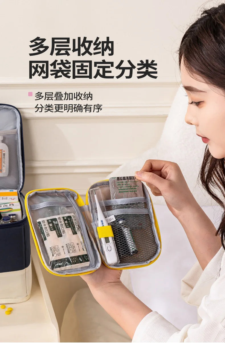 Medicine Organizer Bag for Family - Large Capacity Portable Drug Storage Pouch, First Aid Kit for Home & Travel Use