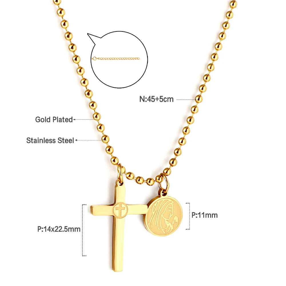 Classic Cross Pendant Necklaces For Women Girls Fashion Gold Plated Stainless Steel O Chain Collares Para Mujer Jewelry Gifts