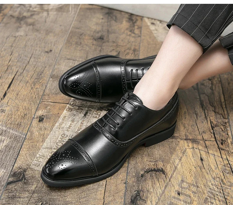 Luxury Men Dress Shoes Fashion Casual Business Shoes Retro Party Banquet Shoes for Men Carved Lace-up Brogue Wedding Shoe Size48
