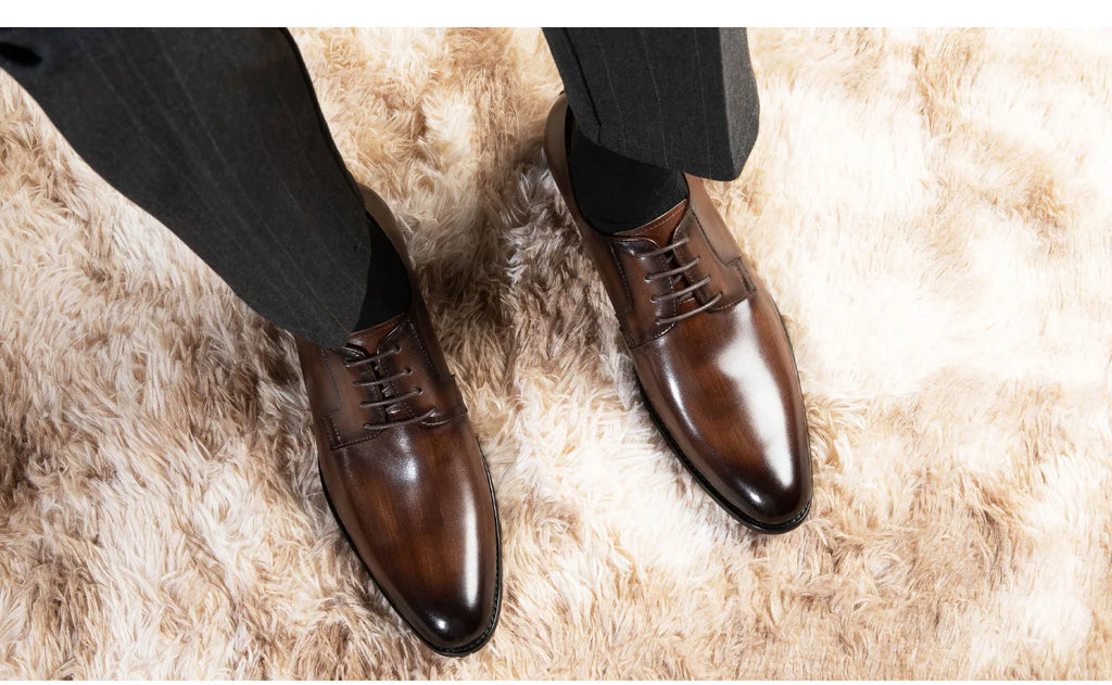 Leather Shoes for Men Luxury Business Men's Shoes High Quality Casual Oxford Dress Shoes Male Lace-Up Office Wedding Formal Shoe
