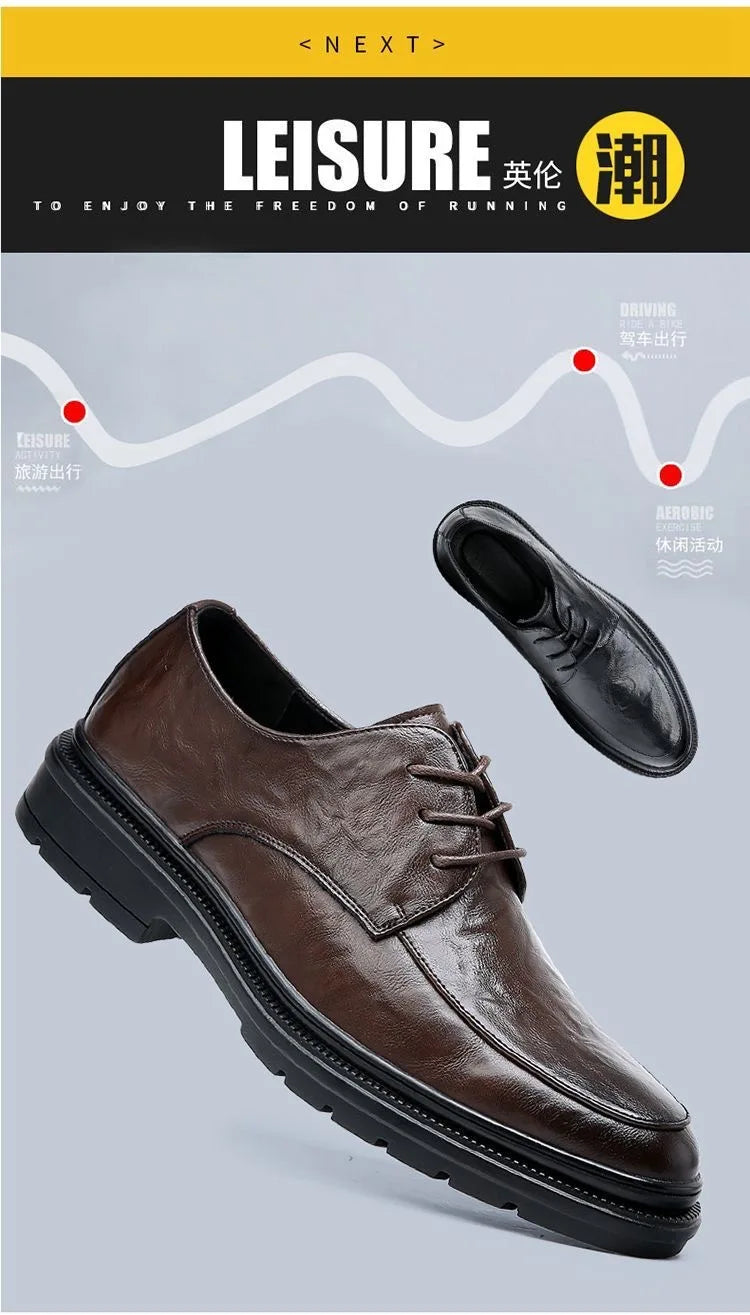 Men's shoes new spring and autumn British style leather shoes men's business dress big head cowhide work non-slip casual shoes
