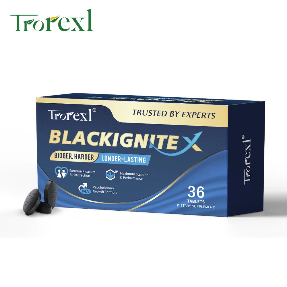 Black IgniteX Male Endurance Booster Supplement, Masculine Drive, Superior Pumps & Fullness, Saw Palmetto Oyster Tablets