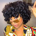 250% Bouncy Curly Bob Human Hair Wigs Loose Bouncy Rose Curly Wigs With Bangs Brazilian Remy Hair Machine Made Wig for Women