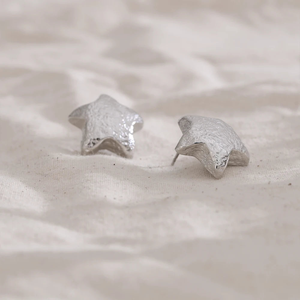 NiNice Arrivals Stainless Steel Metal Hammer Chunky Star Stud Earrings Simple Trendy Daily Women Jewelry Wholesale Gift