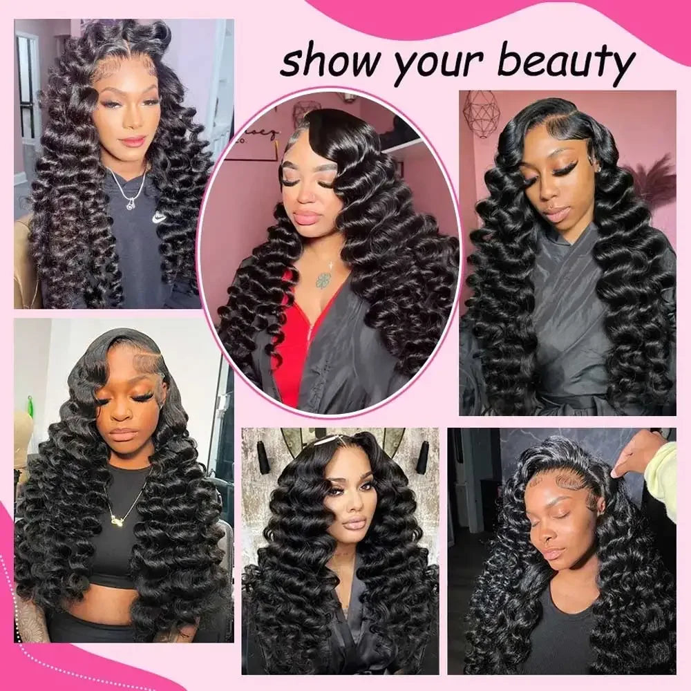 40 42 Inch HD Loose Deep Wave 13x6 Lace Front Human Hair Wigs Brazilian Curly Water Wavy 13x4 Lace Frontal Wigs For Women 250%