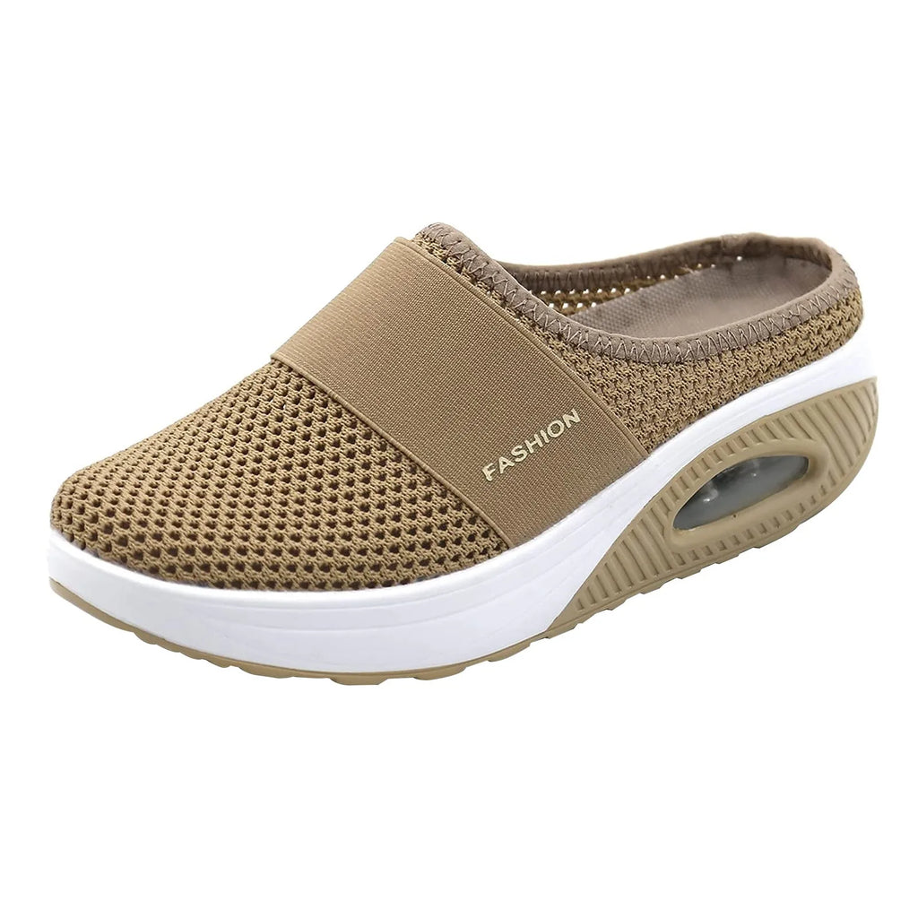 Women Air Cushion Slip On Walking Shoes Breathable Knit Sneakers Lightweight Comfortable Casual Shoes Walking Footwear