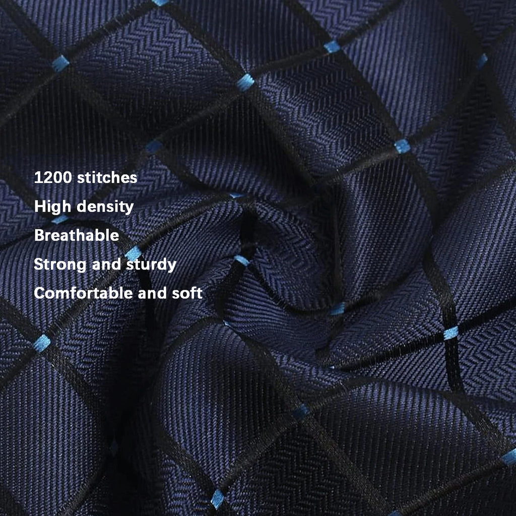100% Silk Ties for Men Plaid & Checks Tie Clip Handkerchief Woven Classic Men's Necktie Pocket Square Set Formal Wedding Ties