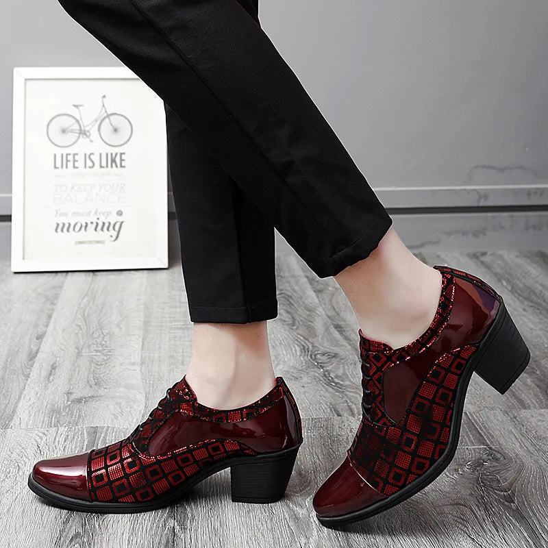 Men Formal Shoes High Heels Business Dress Shoes Male Oxfords Pointed Toe Formal Shoe for Man Luxury Wedding Party Leather Shoe