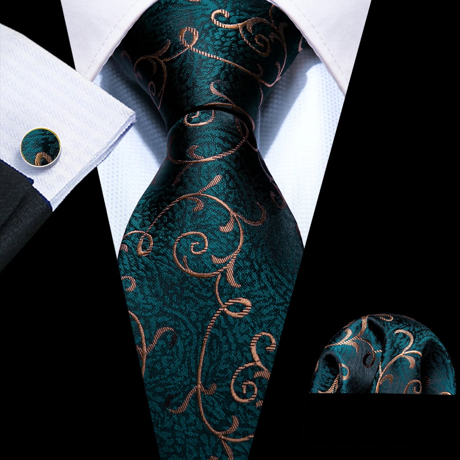 Male Luxury Neck Tie For Men Business Red Striped Tie Hanky Cufflinks Set Neckwear Wedding Party Casual