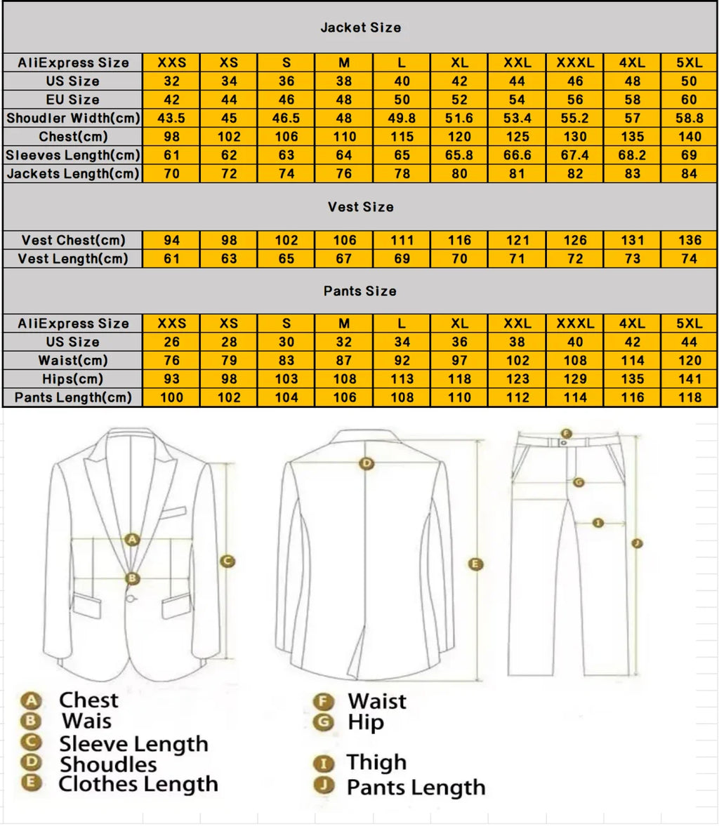 Mens Suit 3 Piece Suits for Men Slim Fit Wedding Groom Suit Men Blazer Vest Pant Suits for Prom Business Formal costumes hommes