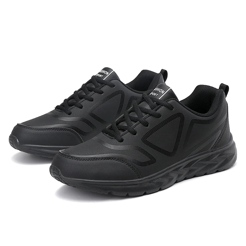 Men's Sports Shoes Leather Lightweight Comfortable Casual Shoes Cushioning Sports Shoes Outdoor Waterproof Walking Shoes for Men