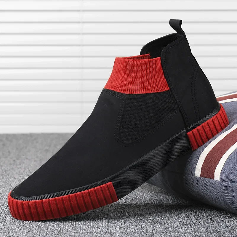2025 New High Top Men Shoes Flats Slip on Casual Shoes Male Canvas Shoes Plimsolls Espadrilles Man Trainers Zapatillas Hombre