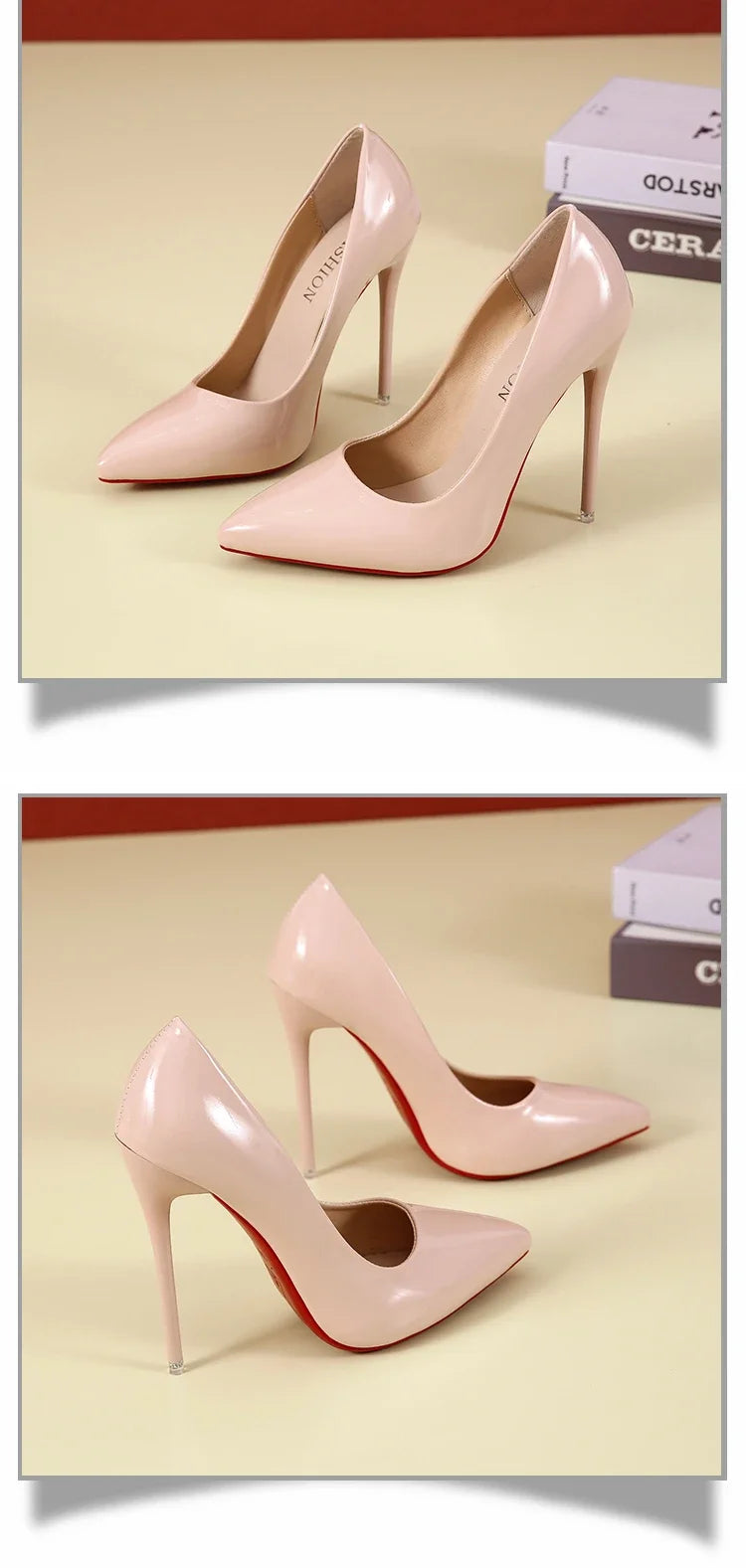 2026 Women Shoes Red High Heels Sexy Pointed Toe 12cm Pumps Wedding Dress Shoes Nude Black Color Red Rubber Bottom High Heels