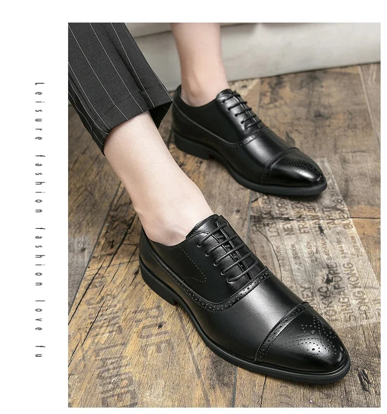 Luxury Men Dress Shoes Fashion Casual Business Shoes Retro Party Banquet Shoes for Men Carved Lace-up Brogue Wedding Shoe Size48