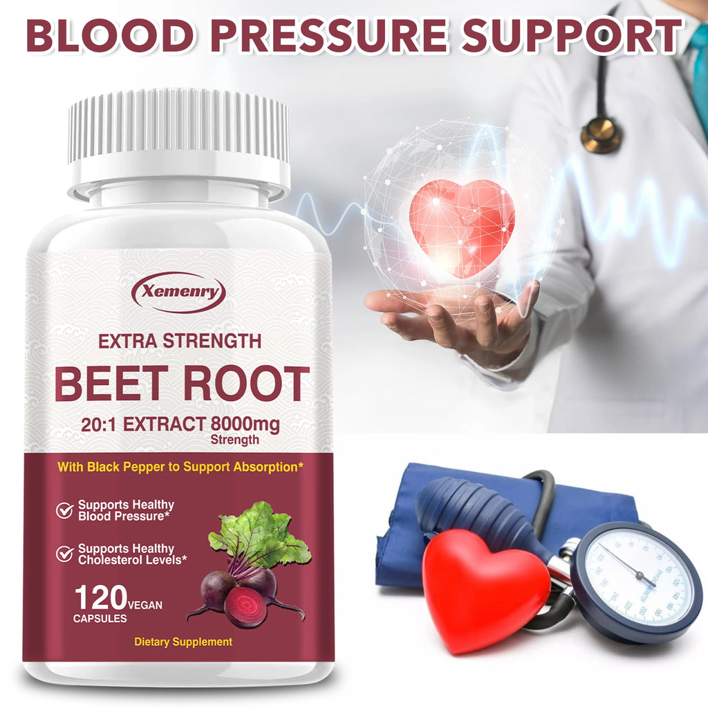 Beet Root Capsules - Supports Healthy Blood Pressure Levels, Promotes Circulation, and Enhances Absorption - 120 Capsules
