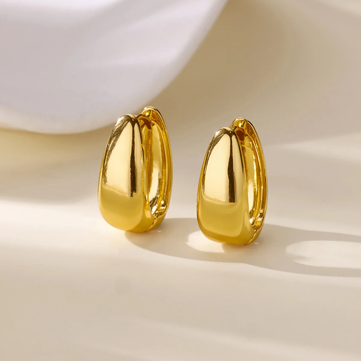 Cubic Zirconia Hoop Earrings For Women Luxury Crystal Zircon Gold Color Stainless Steel Earring Jewelry Wedding Party Gift