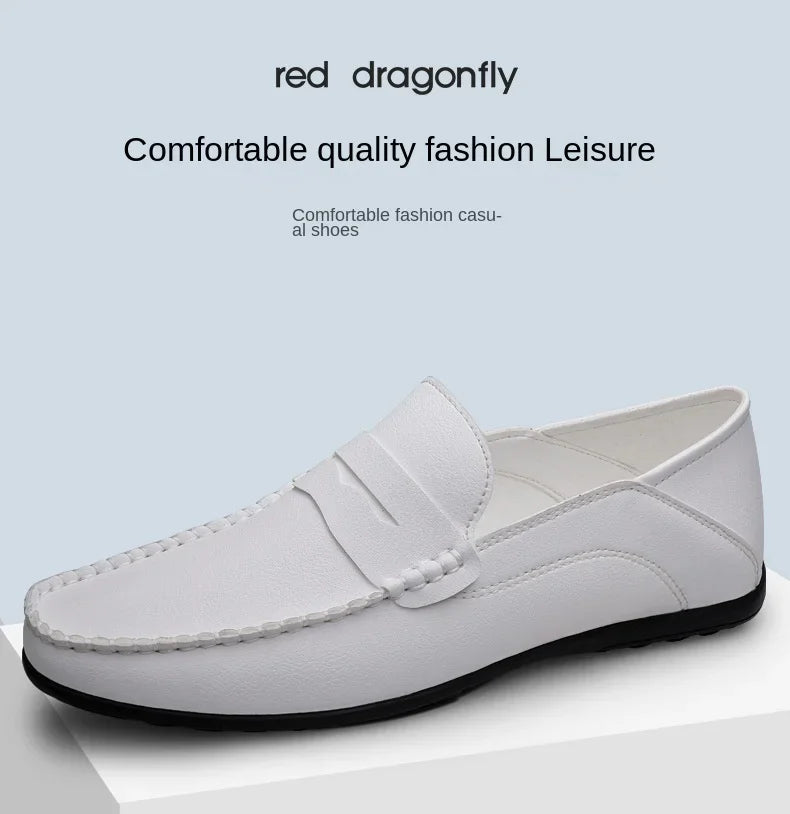 Summer new men's casual leather shoes spot 2024 cross-border large size trend fashion soft bean shoes low-top men's shoes