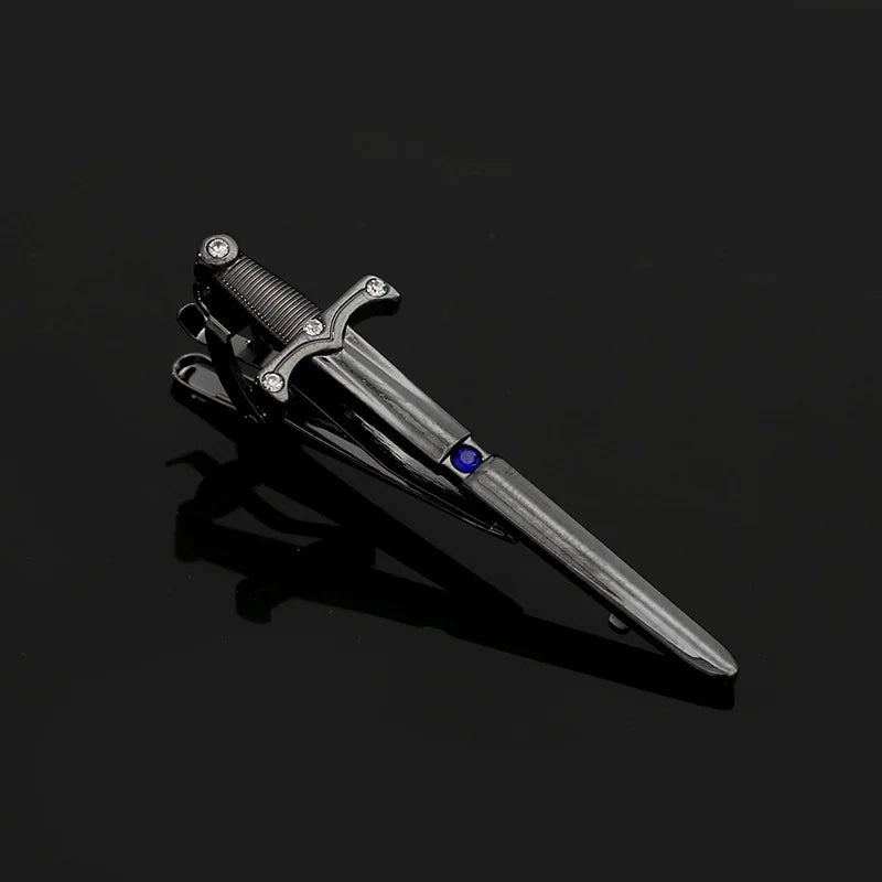 Personalized Tie Clip Sword Men's Metal Tie Trend Tie Clip Dress Simple Fashion Gold Band Diamond Business