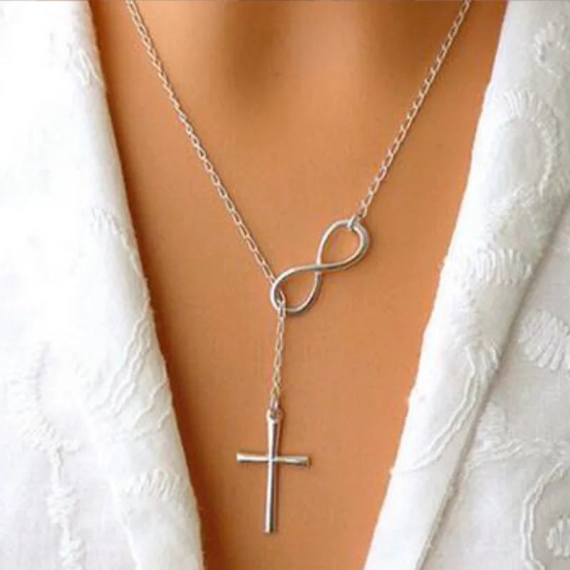 New Cross Pendant Necklaces for Women Dainty Gold Silver Color Plated Easter Waterproof Necklace Simple Christian Faith Jewelry