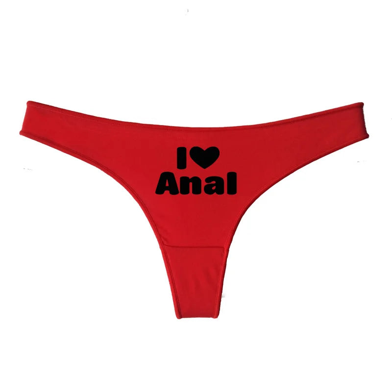 I LOVE ANAL Female Lingerie Girls G String Red Cotton Underwear for Womens Soft Seamless Invisible Breathable Sport Underpant