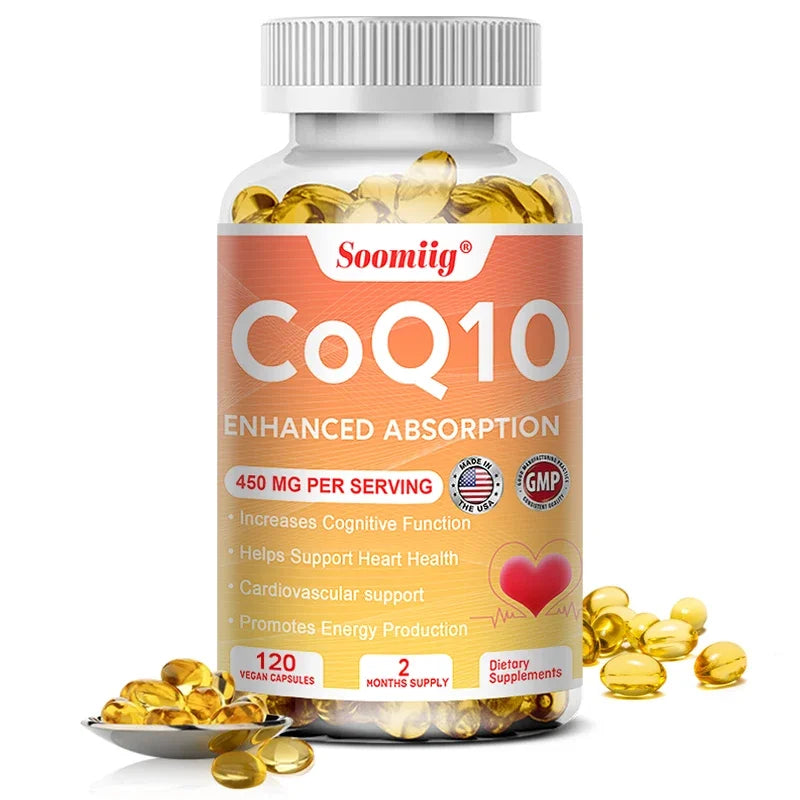 Coenzyme Q10 Capsules COQ10 for Heart and Cardiovascular Health Energy Supplement, Healthy Brain Function, Boost Immunity
