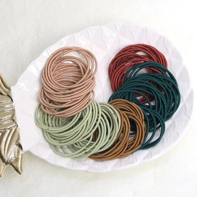 100PCS/Set Hair Ties Elastic Rubber Bands for Women Men Thin Hair Rubber Bands Ponytail Scrunchies Hair Accessories for Women