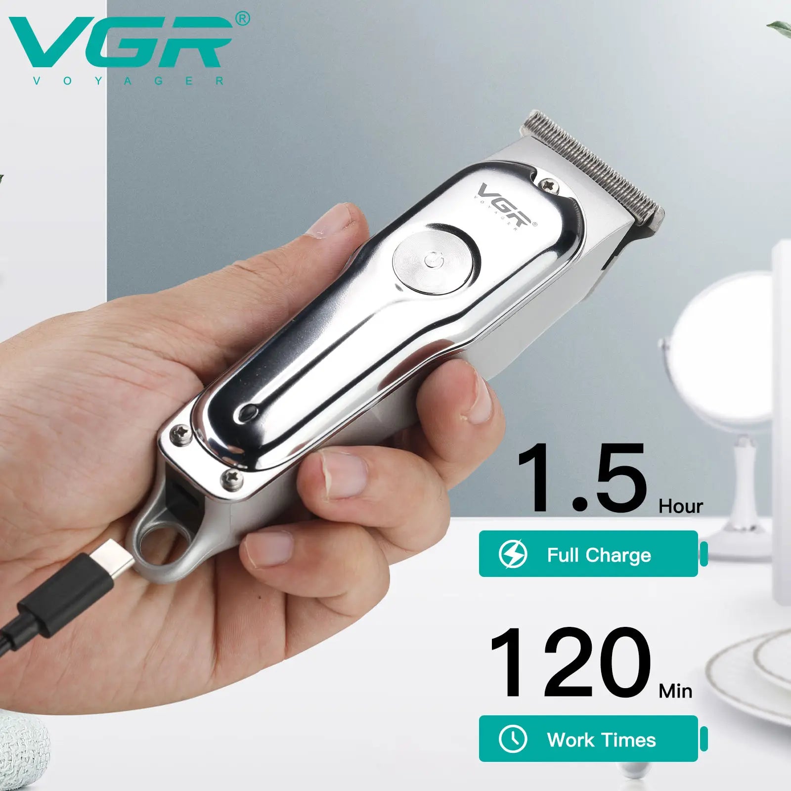 VGR  071 T-blade cutting machine barber rechargeable professional hair clipper trimmer for men cordless