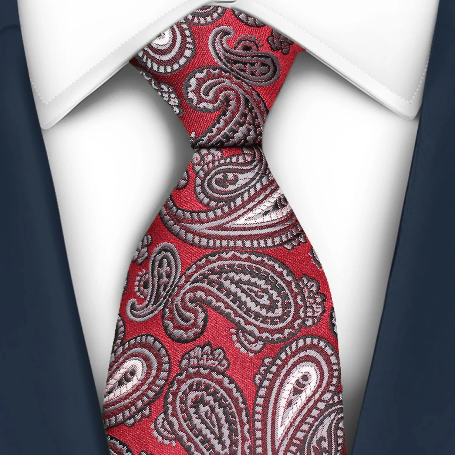 Mens Gift Tie Set Exquisite Red Jacquard Wine Burgundy Paisley Wedding Tie For Men Fashion Design Quality Hanky Dropshipping