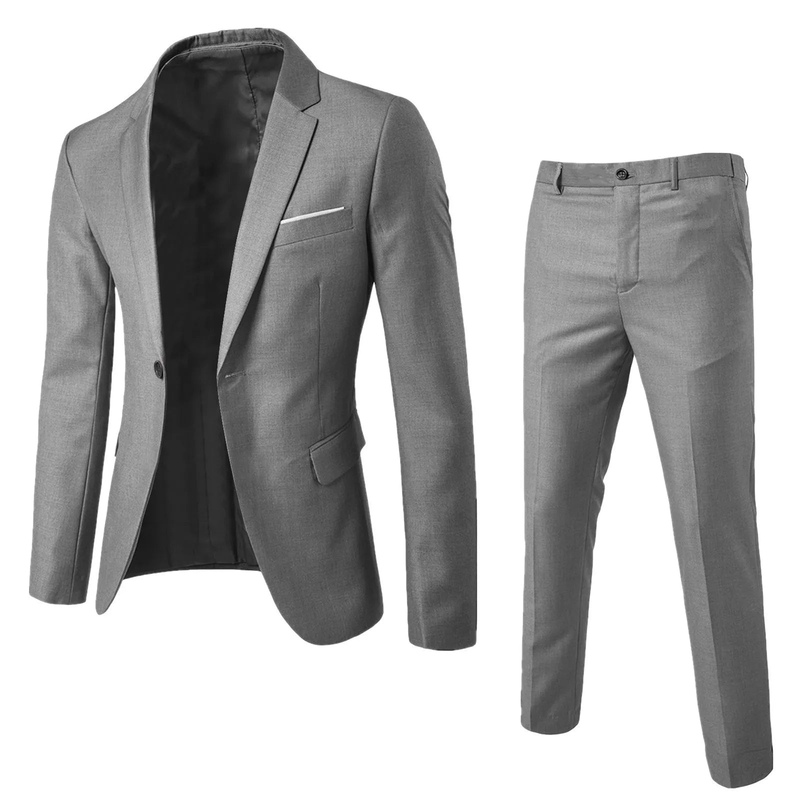 Mens Suit Set Two Piece Business Formal Wear Korean Slim Fit Groom Groomsmen Wedding Tuxedo
