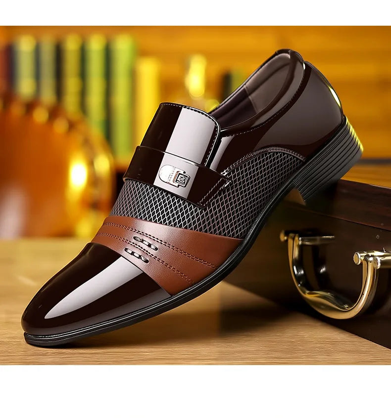 Men's Dress Shoes Pointed Toe Oxfords Classic Business Men Leather Shoes Slip on Wedding Casual Shoes Office Comfortable Loafers