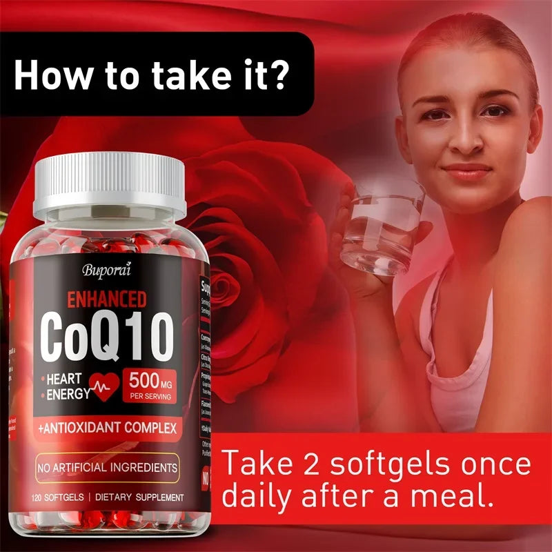 High Absorption CoQ10 Capsules - Supports Heart Health, Provides Energy, Antioxidant