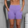 Women Shorts with Pockets Sexy Butt Lifting Fitness Cycling Tights Slim Solid Color High Waist Sports Shorts Casual Fashion Wear