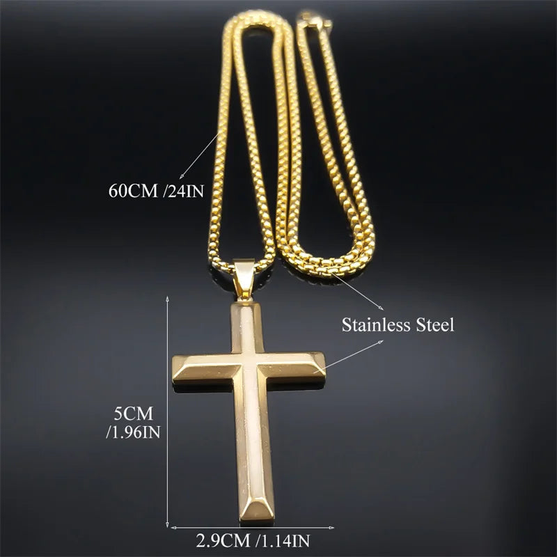 Christ Jesus Crucifix Cross Necklace for Women Men Stainless Steel Gold Color Chain Necklaces Jewelry colar masculino NS01