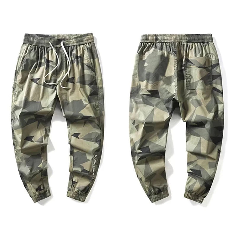 Men's Lightweight Hiking Climbing Pants Trend Camouflage Outdoor Sports Trousers Baggy Bound Feet Designer Casual Street Pants