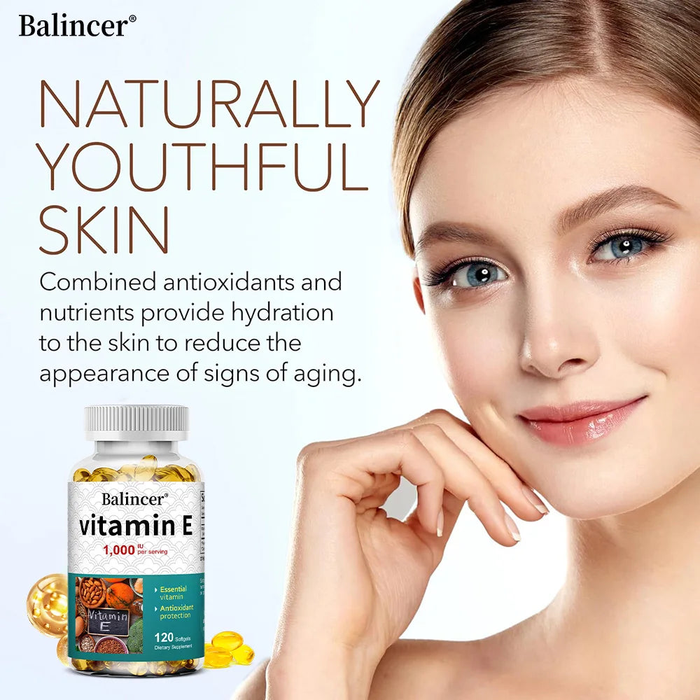 Vitamin E Supplement, 1000 IU Per Serving, Powerful Antioxidant, Supports Skin, Heart, Brain and Immune System – Non-GMO