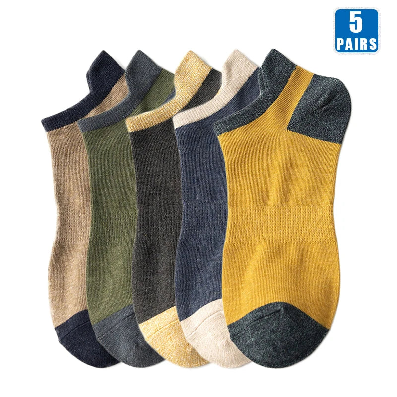 5 Pairs High Quality Cotton Men Short Socks Breathable Casual Spring Summer Crew Ankle Low-Cut Fashion Non-slip Sock for Male