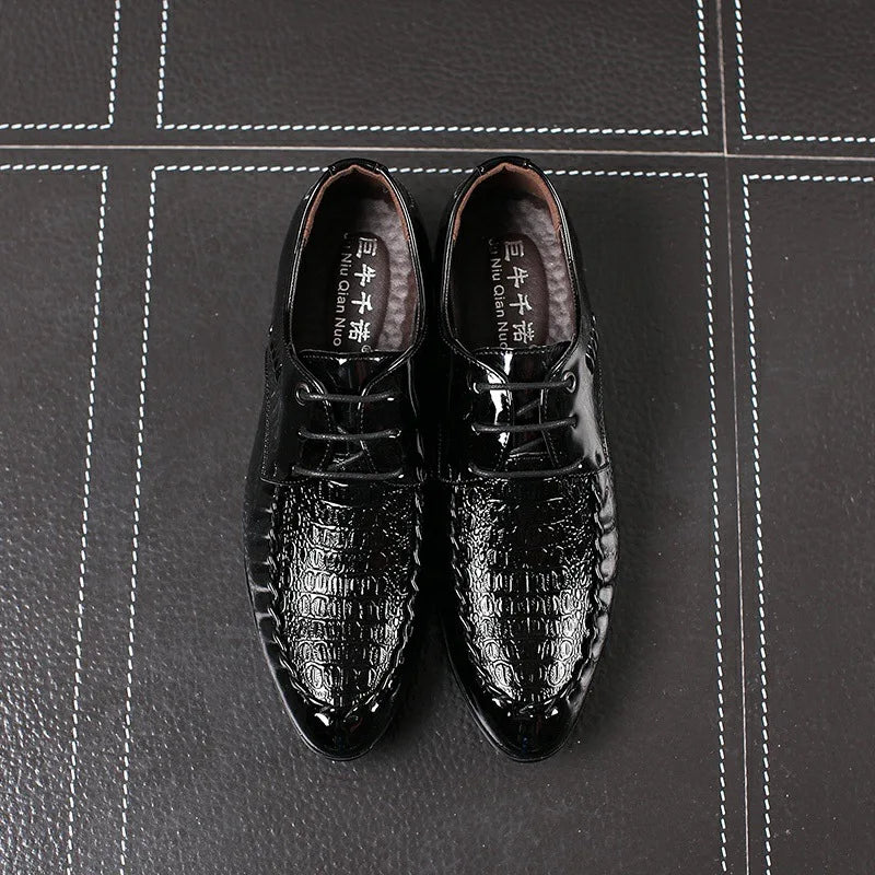Men's  Dress Leather Shoes Lace-Up Wedding Party Shoes Mens Business Office Oxfords Flats Plus Size Men Fashion