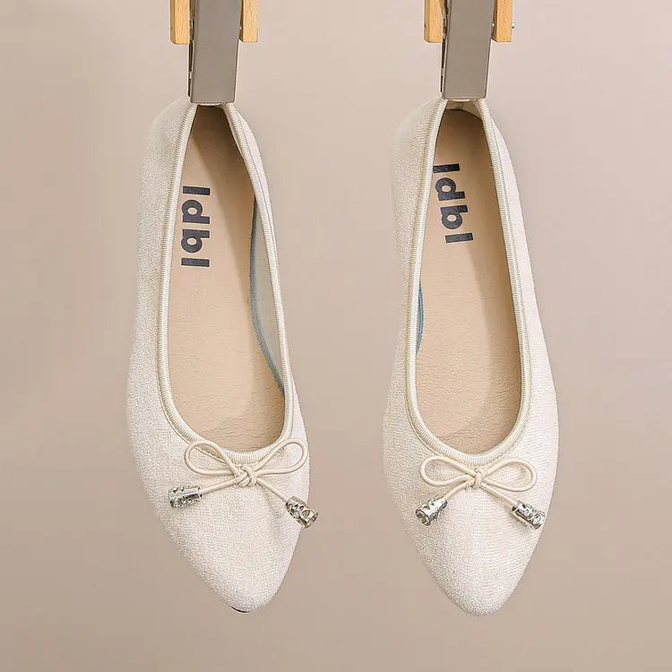 Women's Elegant Pointed Toe Ballet Flats with Bowknot Decor Slip-On Dress Shoes for Office Wedding Party Daily Casual Footwear