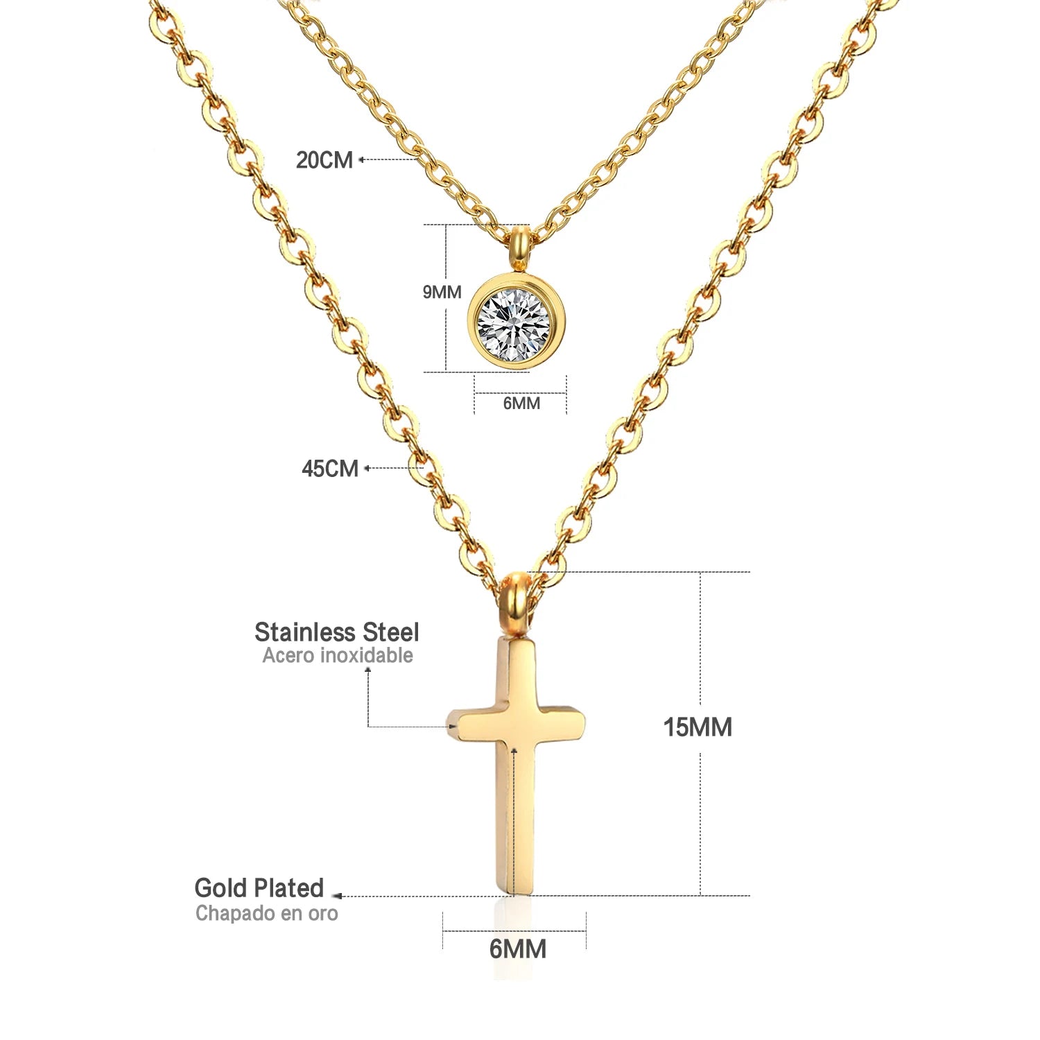 Classic Cross Pendant Necklaces For Women Girls Fashion Gold Plated Stainless Steel O Chain Collares Para Mujer Jewelry Gifts