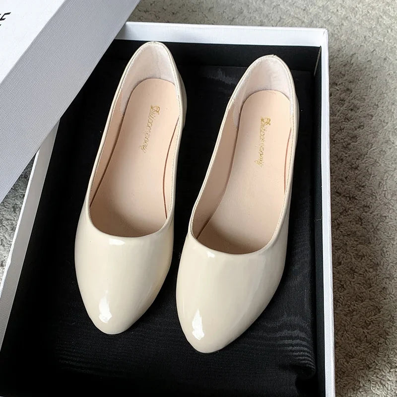Women's Formal Uniform Shoes Spring Autumn Black Versatile Flat Shoes Women Causal Loafers Non-slip Ladies Ballet Leather Shoes