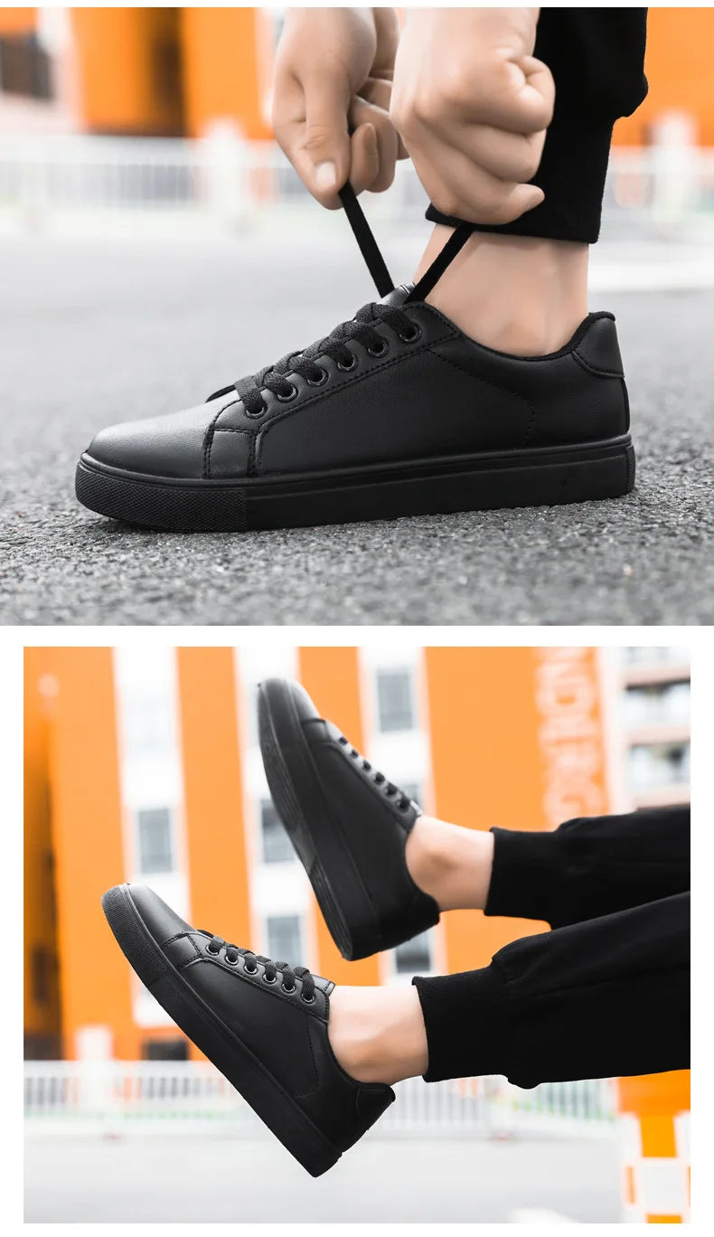 White Black Men Shoes Comfortable Casual Skateboard Shoes Men Solid Leisure Sneakers Lightweight Walking Shoes
