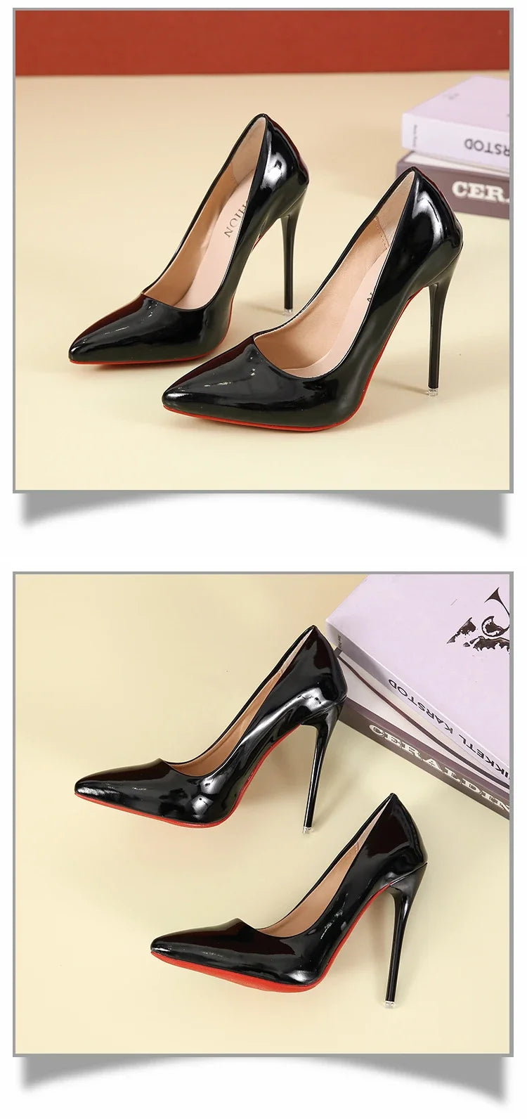 2024 Women Shoes Red High Heels Sexy Pointed Toe 12cm Pumps Wedding Dress Shoes Nude Black Color Red Rubber Bottom High Heels