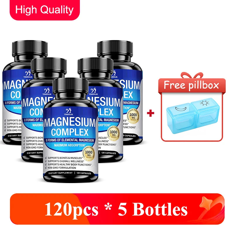 Magnesium Supplements, with Magnesium Glycinate, Magnesium Oxide, Support Stress Relief, Sleep, Heart Health, Nerves, Muscles