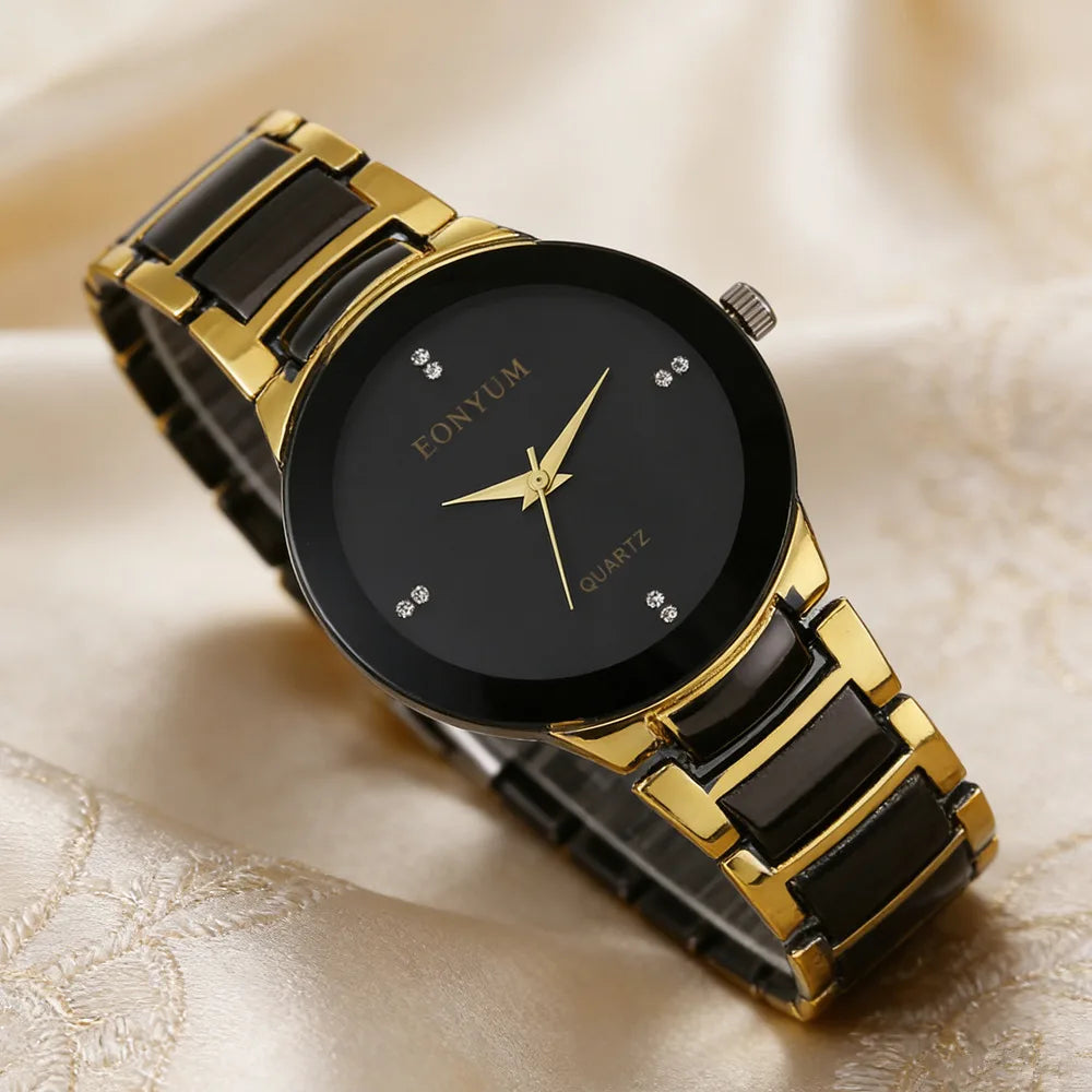 Classic Fashion Men's WristWatches, Trendy Stainless Steel Luxury Exquisite Clock Golden Black Quartz Watch Hot Sale Relojes