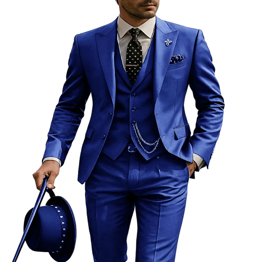Men's 3-Piece Suit, Wedding Groom's Tuxedo, Party Custom Suit, Elegant Ouifit Custom Blazer and Trousers Vest